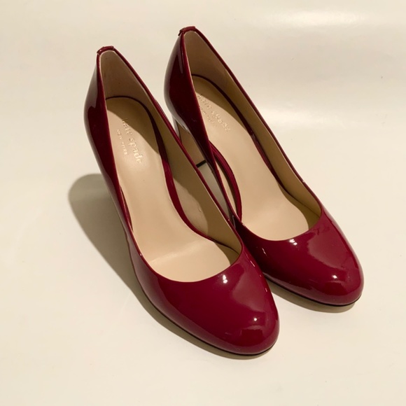 Kate Spade Pallas Patent Leather round toe pumps high heels red dress shoes 7.5 - Picture 7 of 11